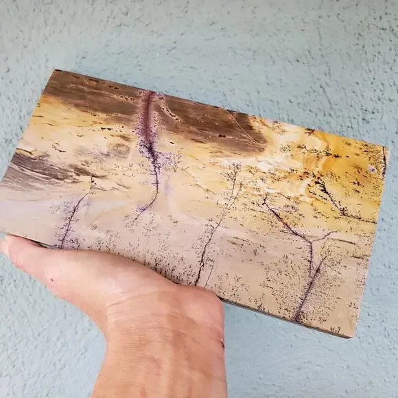 Picture Story Jasper Pink Pastel Dendritic Crystal Tile Slab 970 grams